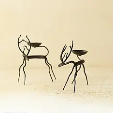 Ahou | Wrought Iron ~ Deer Lamp Holder (Set of Two)
