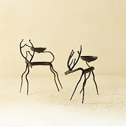 Ahou | Wrought Iron ~ Deer Lamp Holder (Set of Two)