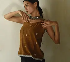 Itr .  Jamdani Handloom Cotton Top | Brown