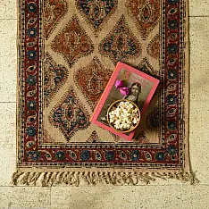 A finite infinity ❧ Kalamkari Natural Color Dhurrie ( 2 X 3 Feet)