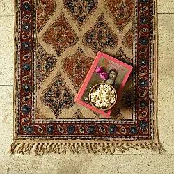 A finite infinity ❧ Kalamkari Natural Color Dhurrie ( 2 X 3 Feet)