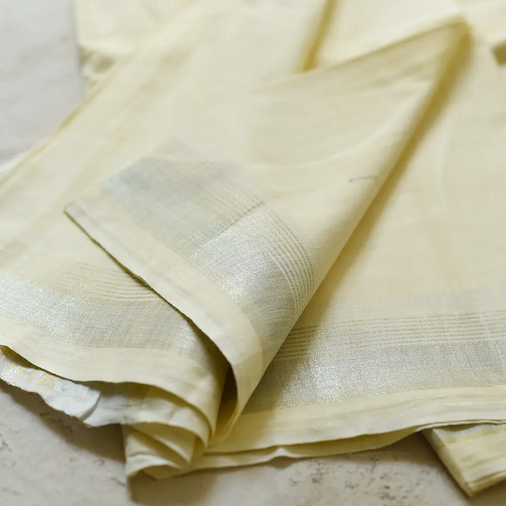 shop Handspun Cotton x Cotton Dhoti Khes - Zari Border