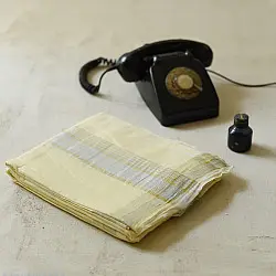 Damodar . दामोदर ✩ Handspun Pure Cotton Dhoti Khes With Zari Border