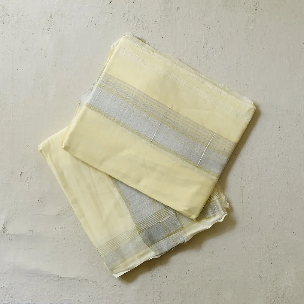 shop Handspun Cotton x Cotton Dhoti Khes - Zari Border