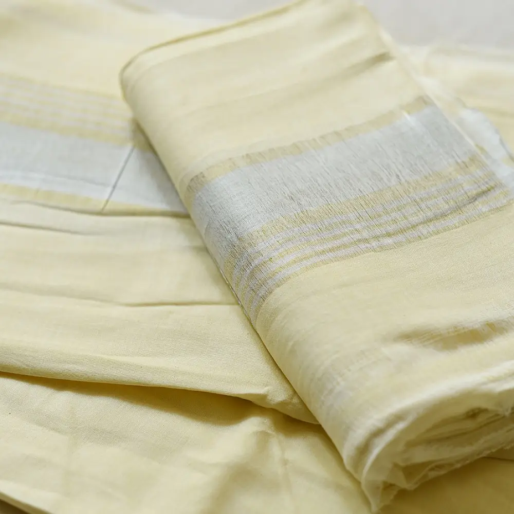 shop Handspun Cotton x Cotton Dhoti Khes - Zari Border
