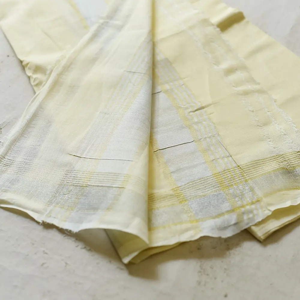 shop Handspun Cotton x Cotton Dhoti Khes - Zari Border
