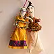handcrafted traditional kutchi couple cloth dolls in yellow and white ethnic outfits with mirror work embroidery