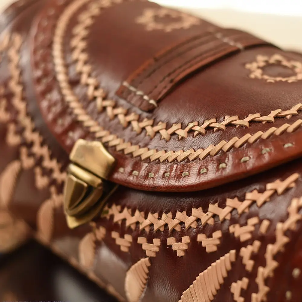 shop Kutchi Embroidered Leather round Bag 