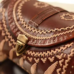 Be Nomadic ~ Kutchi Embroidered Leather Round Bag