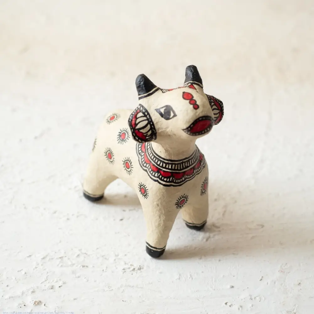 shop Madhubani Hand Painted Paper Mache ~ Cow ( Three Options )