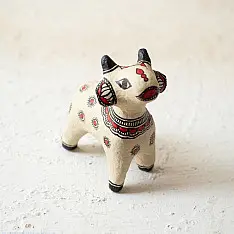 Madhuban . मधुबन ❁ Madhubani Hand Painted Paper Mache ~ Cow ( Three Options )
