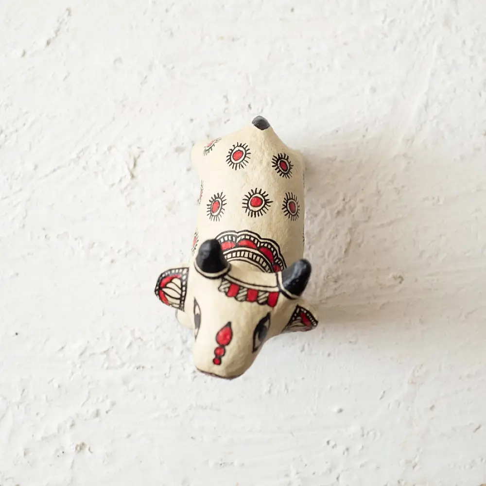 shop Madhubani Hand Painted Paper Mache ~ Cow ( Three Options )