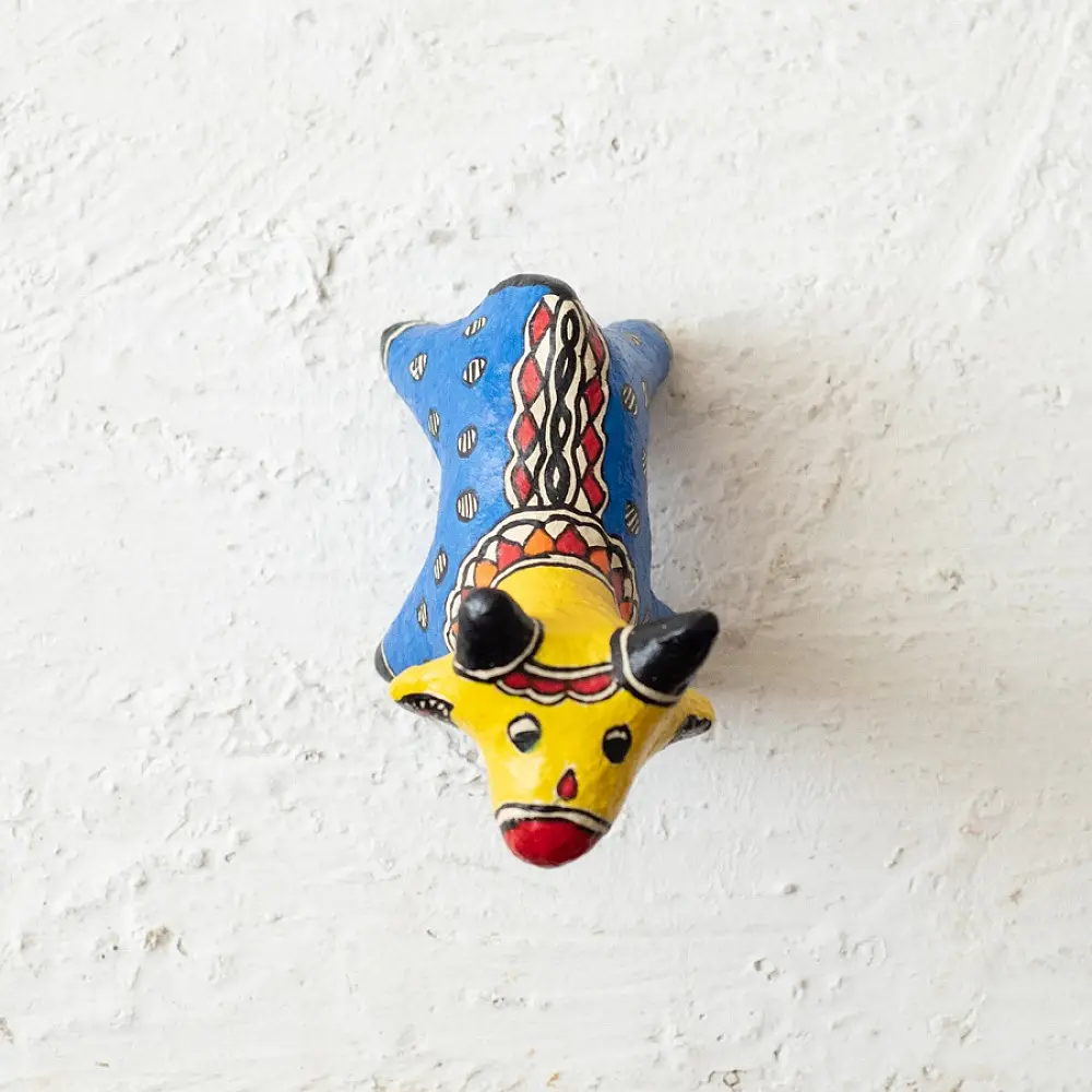 shop Madhubani Hand Painted Paper Mache ~ Cow ( Three Options )