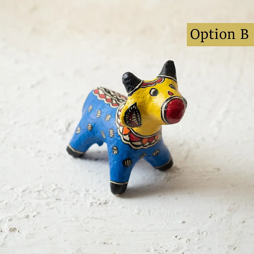 shop Madhubani Hand Painted Paper Mache ~ Cow ( Three Options )