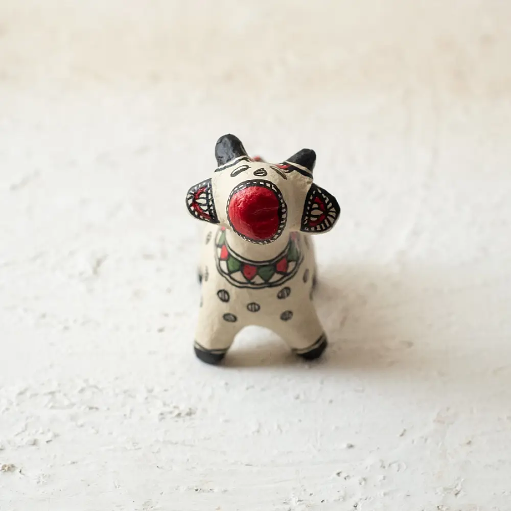 shop Madhubani Hand Painted Paper Mache ~ Cow ( Three Options )