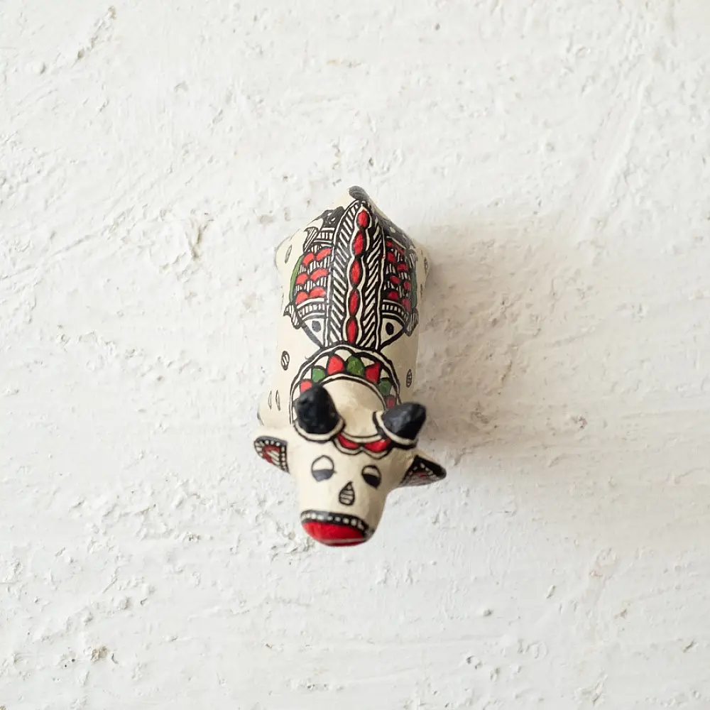 shop Madhubani Hand Painted Paper Mache ~ Cow ( Three Options )
