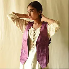 Mashru & Denim Jacket | Reversible Purple Jacket
