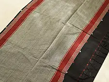 Sadaa . सदा ✡ Begampuri Cotton Saree With Woven Border - Black