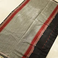 Sadaa . सदा ✡ Begampuri Cotton Saree With Woven Border - Black