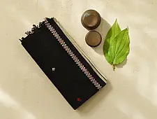 Sadaa . सदा ✡ Begampuri Cotton Saree With Woven Border - Black