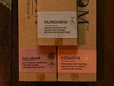 Sugandh ☘ Rajnigandha + Gulabari + Kesariya ~ Incense Sticks Handcrafted With Natural Herbs ( Set of Three )