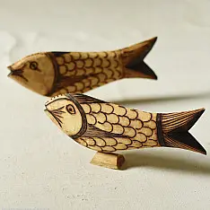 Burn Art | Tribal Wooden Art Pieces - Fish (Set of Two)