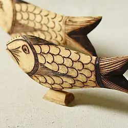 Burn Art | Tribal Wooden Art Pieces - Fish (Set of Two)