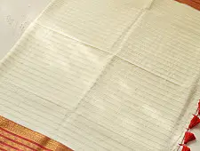 कमला | Handloom Cotton Saree | Zari Border . Ivory Orange