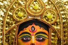 Mukhauta . मुखौटा : Handmade Chhau Mask - Durga ( Golden )