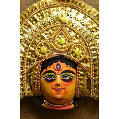 Mukhauta . मुखौटा : Handmade Chhau Mask - Durga ( Golden )