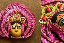 Mukhauta . मुखौटा : Handmade Chhau Mask - Durga ( Pink)
