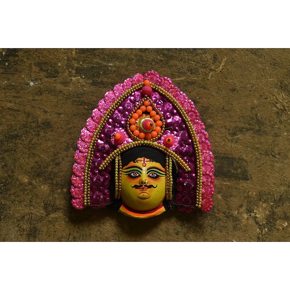 Handmade chhau mask from bangal - Kartikeya 
