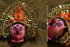 Mukhauta. मुखौटा ~ Chhau Mask ~ Ganesha (Pink)