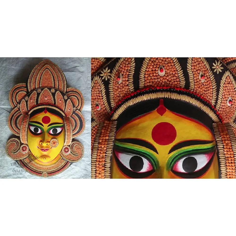 shop handmade Seeds chhau mask from bangal - durga-golden