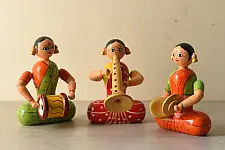 Etikoppaka | Wooden Toy ~ Lady Band ( Set of Three )