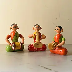 Etikoppaka | Wooden Toy ~ Lady Band ( Set of Three )