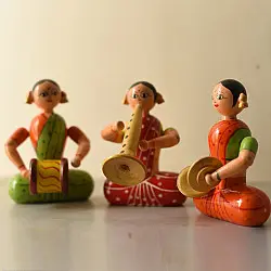Etikoppaka | Wooden Toy ~ Lady Band ( Set of Three )