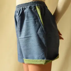 Shorts | Handloom Denim Doted Short (Three Color Options)