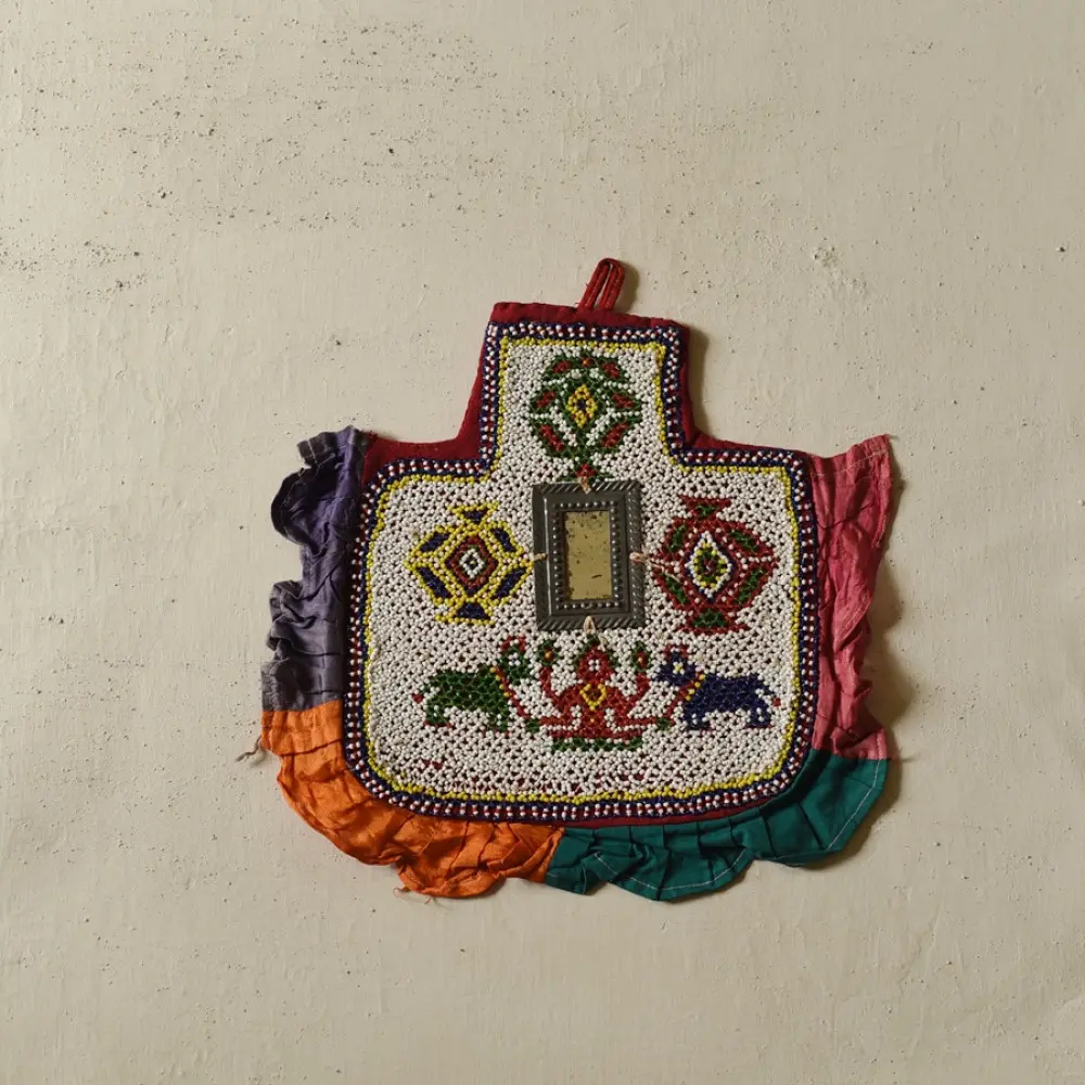 Handmade Bead Work ~ Old Decorative Wall Hanging - Fan