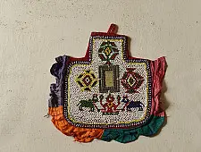Prachin . प्राचीन | Handmade Bead Work ~ Old Decorative Wall Hanging - Fan
