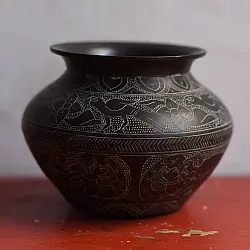Antiquities from Khajuraho ~ Carving on Brass Lota / Pot - D
