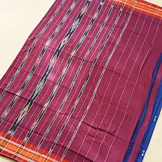 Handlom Cotton Saree | IKAT Pallu { Neel }