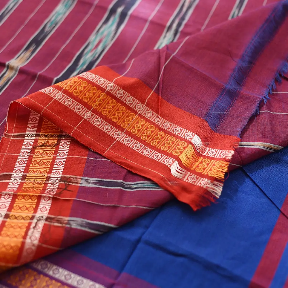 Cotton weaves ~ Ikat Saree { Neel }