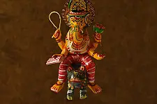 Wooden Toys | Flying Ganesha on Mushak (Two Color Options)