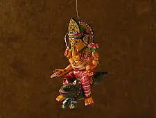Wooden Toys | Flying Ganesha on Mushak (Two Color Options)