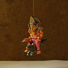Wooden Toys | Flying Ganesha on Mushak (Two Color Options)