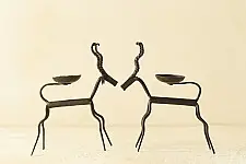Ahou | Wrought Iron ~ Deer Candle Holder (Set of Two)