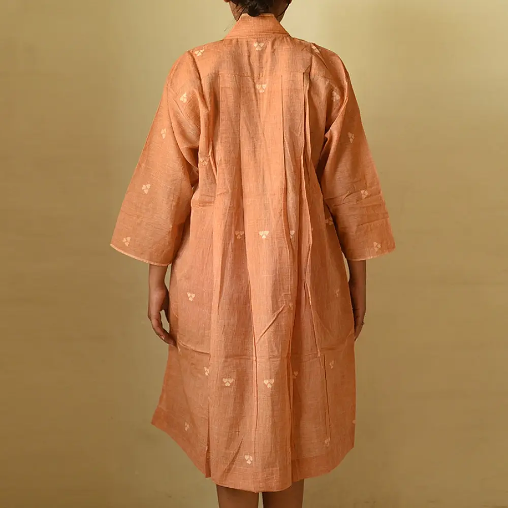 shop Jamdani - Handloom Cotton Dress - Light Brown