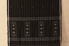 Aamaya . आमाया | Handloom Soft Cotton Jamdani Stole (Two Options) - Black
