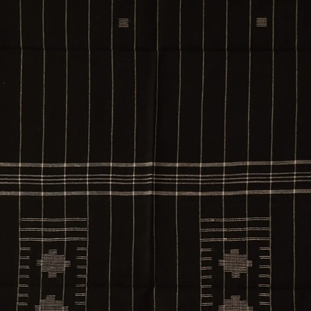 shop Handloom Soft Cotton Jamdani Stole - Black